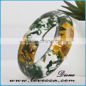 Clear Real Dried Pressed Flower Resin Jewelry Bangles photo-5