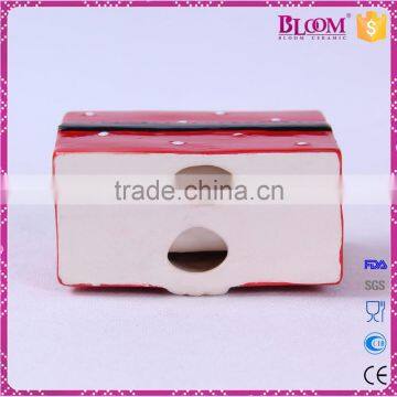 Red Christmas Tableware Ceramic Oblong Napkin Holder photo-5