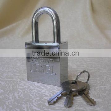 Wholesale Solid Square stainless Steel padlock with Chromed finish and hardened steel shackle