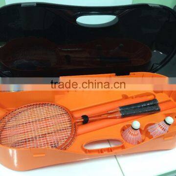 Portable badminton easy set including badminton net rack, battledore and badminton and a case