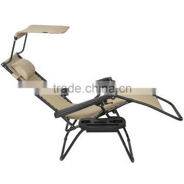 Garden Metal Canopy Folding Beige Zero Gravity Lounge Chair photo-3