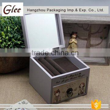 Custom engraved fancy printing custom made high quality drawer style Handmade Small jewelry box