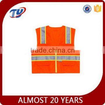 Reflective safety vest fluorescent orange security vest polyester motorcycle safety vest