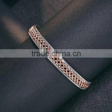 Fashion Design 925 Sterling Silver Knit Bangle Bracelets photo-2