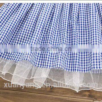 New Fashion Kids Clothing Designer One Piece Dress Bule Plaid Children Princess Summer Dress photo-4