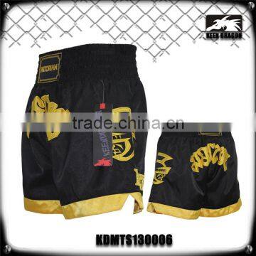 Mens Professional Embroidered Satin Muay Thai Grappling Shorts