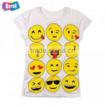 2017 Hot Selling Girls Short Sleeved Emoji T Shirt Printing Wholesale Funny t Shirts Kids Summer Clothing OEM photo-3