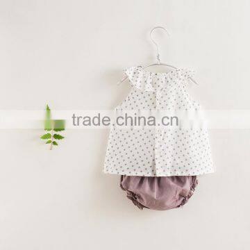 Wholesale Summer New Design Clohing Set Girl Green Star Cotton Linen Suit Match Solid Green Bloomer