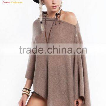 Lady Fashion Buttoms Cashmere Poncho/ Nepal Design Pashmina Shawl/