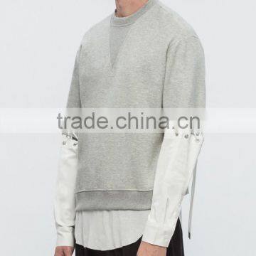 2017 Wholesale Mens Grey Vintage Color Block Panelled Sweatshirt photo-2