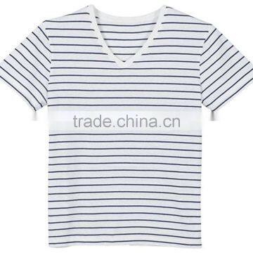 Mens V-Neck Stripe T-Shirt, 100% Ctn, Y/D Stripe, S/J, 160 Gsm photo-1