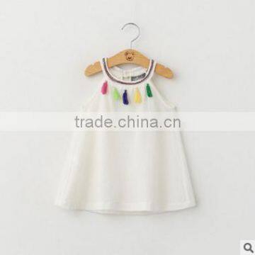 F10017A New Style Girls Tassel Halter Dress Pattern Girls Summer Dress
