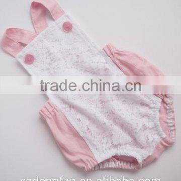 Pretty Fully Lined Lace Panel Linen And Lace Carters Playsuit Romper Jumpsuit photo-2