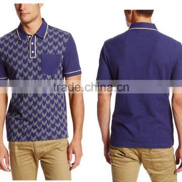 Custom Mens Formal Wholesale Full Printed Different Color Collar Polo Shirt