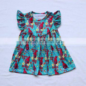 Baby Girls Summer Dresses Outfit 2017 Hot Sale Boutique Trolls Princess Dress Clothing Set Fashion Children Clothes Set photo-2