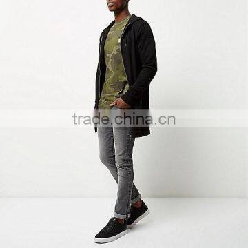 Men's Cotton Zipper-up Longline Hoodies photo-5
