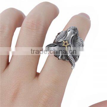 Titanium Steel Unadjustable Rings Antique Silver Gold Tone Antique Gold Sheep photo-3