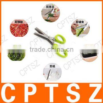 Multifunction Kitchen Herb Shears Scissors Vegetables Cutting Stainless Steel 5 Blades Herb Scissors photo-2