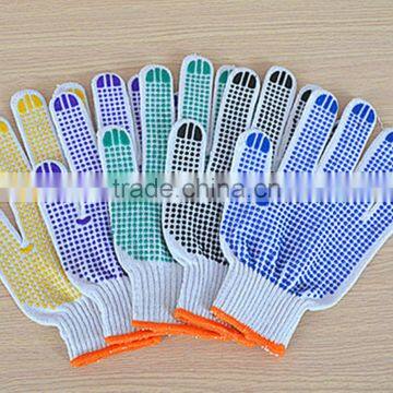 colored dotted glove pvc one side dot work cotton gloves knitted pvc cotton dotted glove