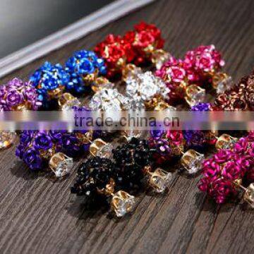 Ball-flower Fashion Diamond Stone Jewelry Stud Earrings photo-2