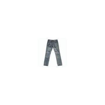 White Wash Jeans 100% Cotton Dark Blue Denim Straight Leg Low Waist photo-3