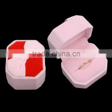 Pink Velveteen Single Ring Box for jewelry