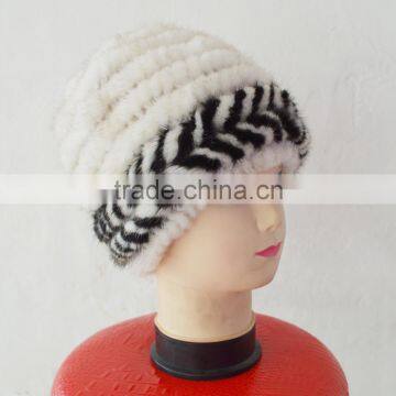 SJ922-06 Stock Beautiful Yarn Knit Mink Fur Hats photo-2