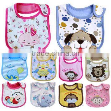 Cheap 200 Designs for Choice 100%cotton 3 Layers Waterproof Embroidered Baby Bibs photo-4