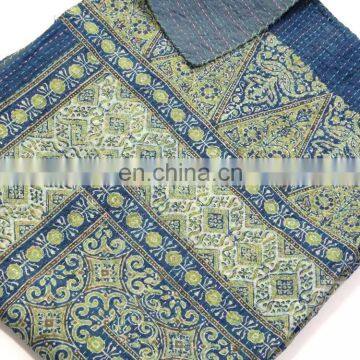 Gold Supplier Beautiful Hot Selling Indigo Print Vegetable Dye Ajrakh Kantha Throw photo-2