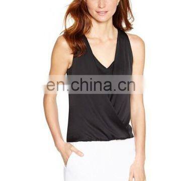 women sleeveless V-neck slim sexy black layered shell top blouse shirt T-shirt