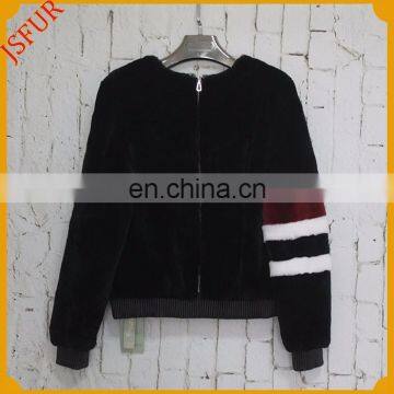 Personality Style Women Rex Rabbit Fur Zippered Pullover With Face Printing Fur Jacket