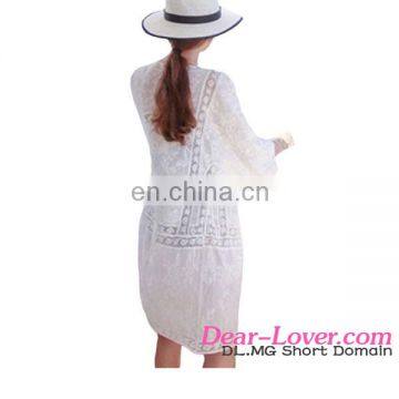 Wholesale Fashion New Style Off White Open Front Lace Kimono Cardigan