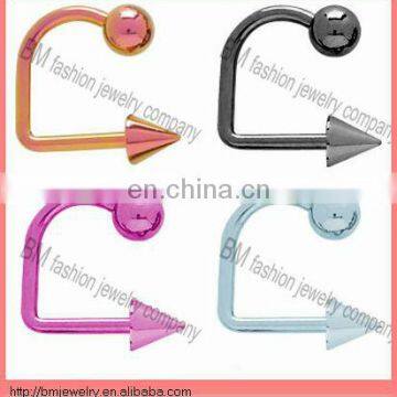 Charming curved unique lip ring titanium plated body piercing jewelry