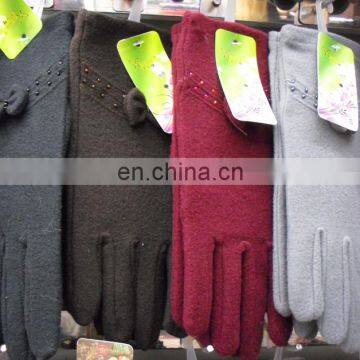 Winter lady polyester wool felt gloves