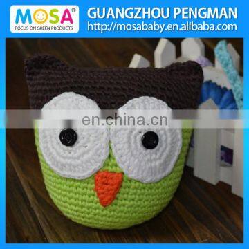 Baby Boy Crocheted Stuffed Brown /Green OWL Doll ,Baby Boy Shower Gift Doll