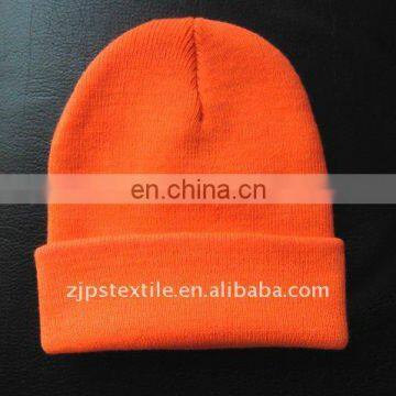 SIMPLE STYLE 100% ACRYLIC WARM SOLID BRIGHT ORANGE KNITTED HATS,WINTER BEANIE