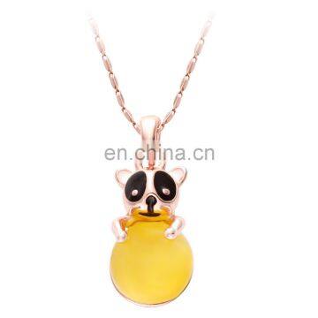 Hot Sale Jewelry Enemal Cut Dog Circular Topaz Rose Gold Pendant Necklace For Grils