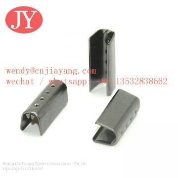 jiayang nickle black u shape crimp shoelace buckle head end cap