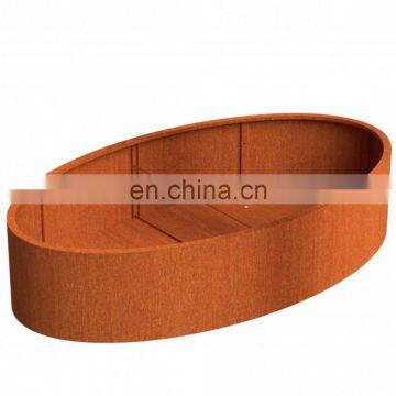 Ellipse Shape Corten Steel planter pot for garden