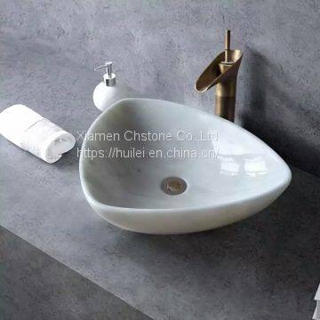 Carrara White Marble Pedestal Sinks,White Marble Wash Basins, Nature Stone Bathroom Sinks