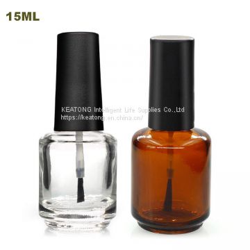 15ml Round Amber&Transparent Clear Empty Nail Polish Bottle with Black Cap Glass Bottle with Brush