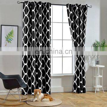 Printed Blackout Grommet Top Curtains Black red blue for bed room ready made polyester curtain