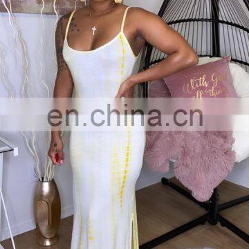 Amazon Best Sellers Women Sling Sleeveless Casual Dresses Ladies Split Printed Dresses Women Summer Dresses photo-3