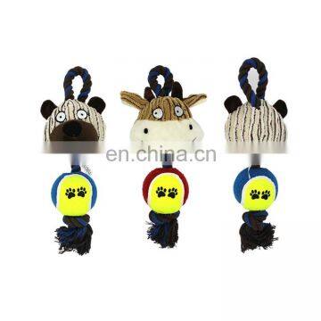 Animals Pet Rope Chew Squeak Toy Interactive Ball Plush Dog Toy photo-2