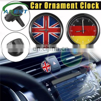 Car Luminous Quartz Clock British German Flag Car Auto Interior Decoration Accessories  Automotive Vents Clip Clock Gifts