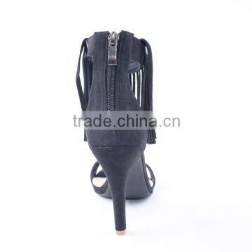 Good Quality Cheap Price High Heel Woman Suede Tassel Sandals Using Back Zipper photo-5