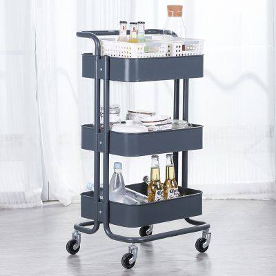 Kitchen Trolley Vegetable Rack Household Carbon Steel Movable Kitchen Trolley photo-2