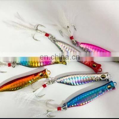 Amazon 2021 New Design 10g 15g 20g 25g 30g 40g Long Cast Feather Treble Hook Lead Fish Jig Metal Popper Lures photo-3