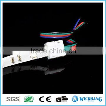 waterproof ip 65 15cm extend cable 10mm 4pin RGB one clip solderless connector for SMD 5050 RGB LED strip light