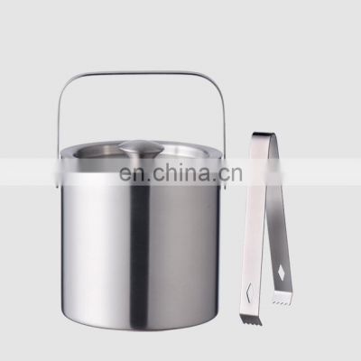 Creation Factory Direct 1.3L Customized Insulated Cool Double Wall Small Mini Stainless Steel Metal Buckets With Lid And Tongs